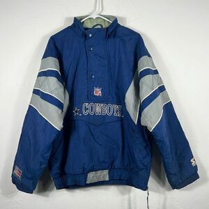 🔥🏈 Vintage DALLAS COWBOYS NFL ProLine Starter Puffer 1/2 Zip Jacket Men Sz Lg